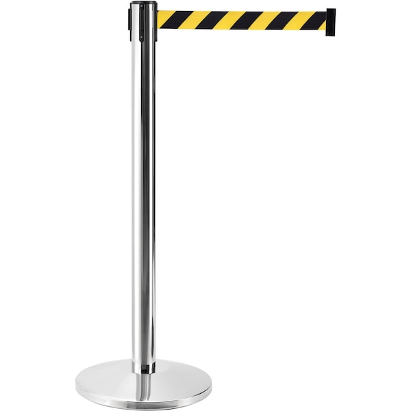 Global Industrial Retractable Belt Barrier, 40 Stainless Steel, 7-1/2' Black/Yellow, Qty 2 708413YB - main